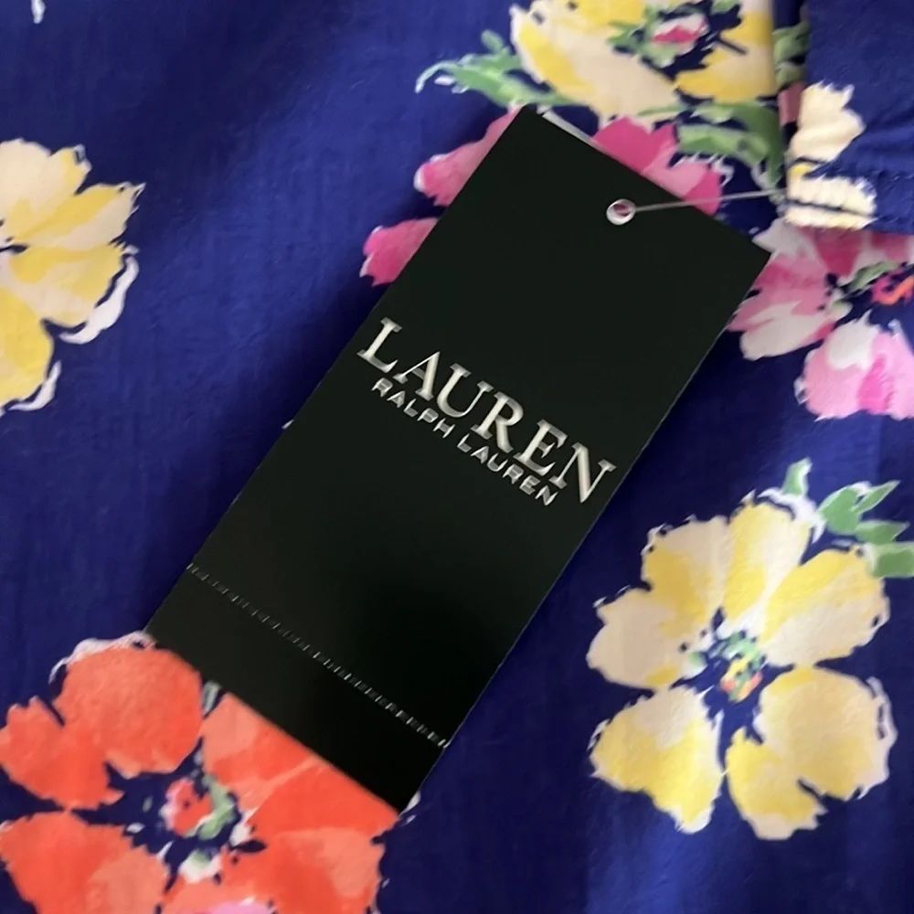 Ralph Lauren Navy Floral Garment Top Size XL